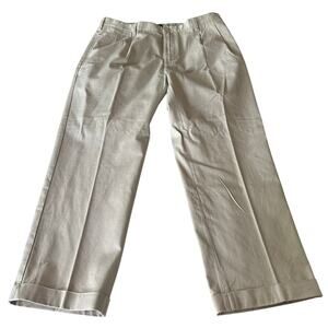 New Nautica men’s pants true stone khaki 38 x 29 pleated cuffed casual